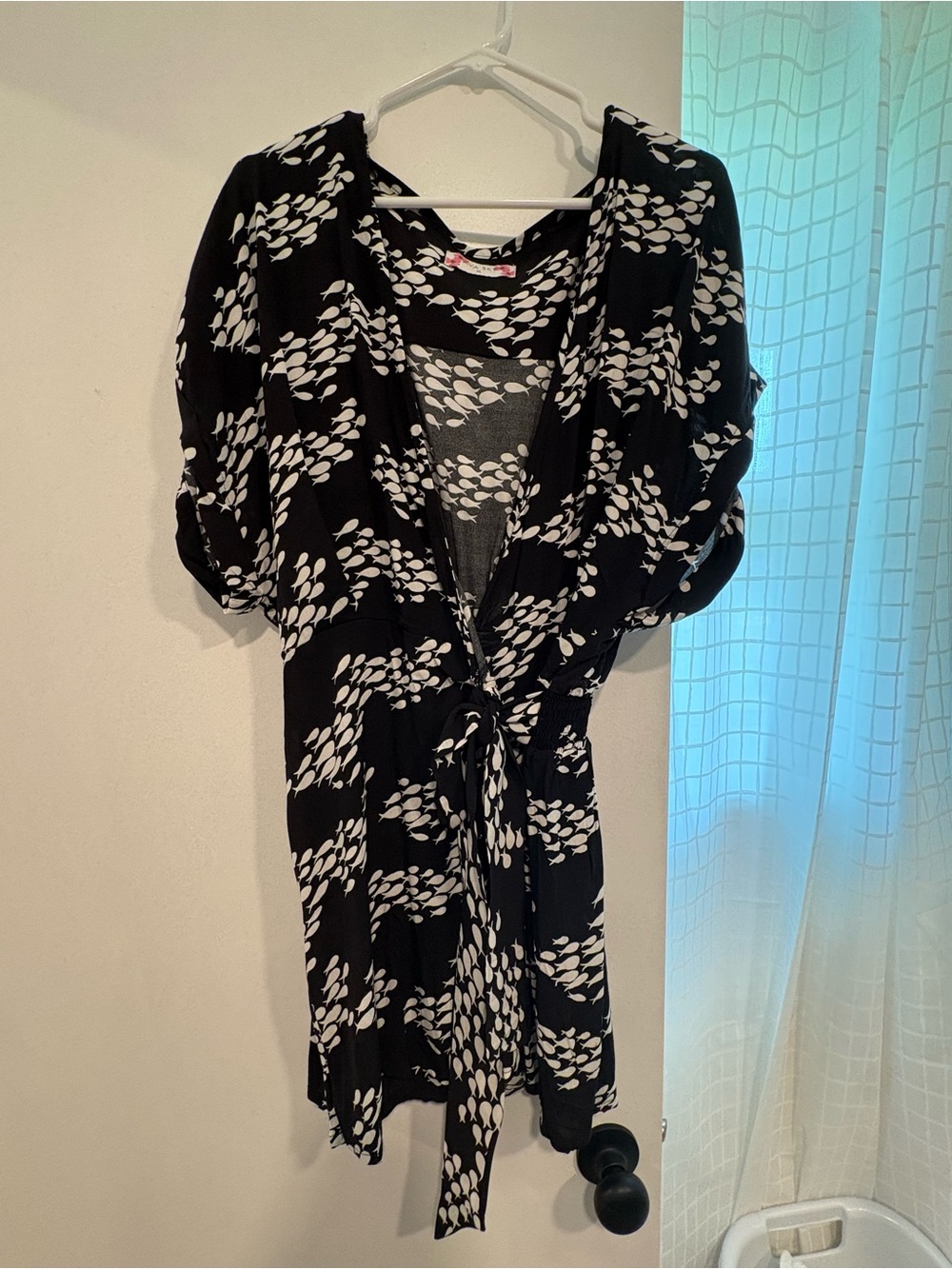 Ava Sky/Fighting Eel Black and White Fish Print Romper